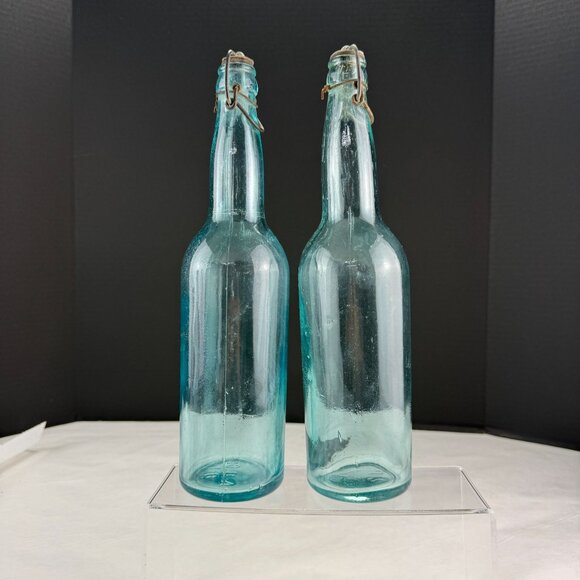 Vintage AB CO Aqua Bale Top Bottles Set Of 2 - Picture 4 of 13